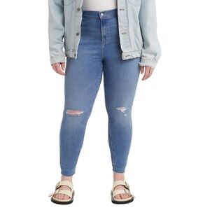 Signature by Levi Strauss Light Blue High-Rise Skinny Jeans with Knee Rips